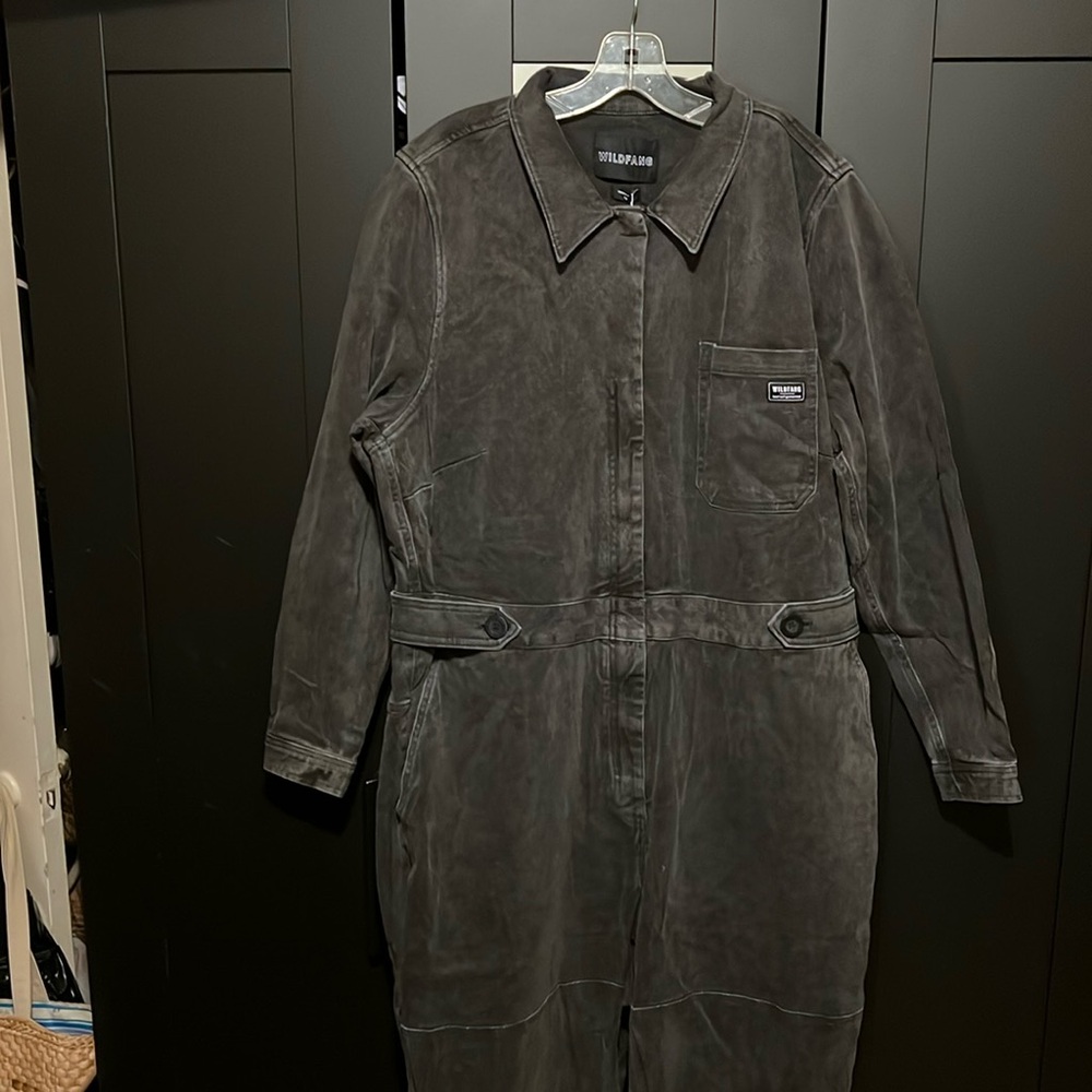 WILDFANG The Essential high waisted Denim Long Sleeve Coverall size Large
